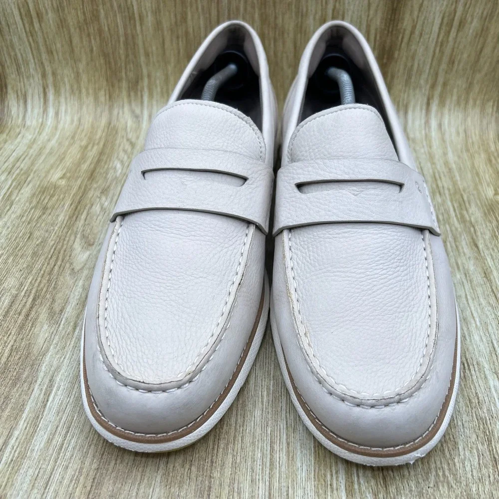 Cole Haan 4.Zerogrand Penny Loafer Men's 13 Cement Nubuck Ivory Sulfur C34107